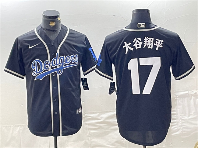 Men's Los Angeles Dodgers #17 大谷翔平 Black Cool Base With Patch Stitched Baseball Jersey Men's Los Angeles Dodgers #17 大谷翔平 Black Cool Base With Patch Stitched Baseball Jersey